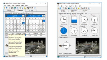 Free Salaat Time Software with Azaan, Qiblah Direction, Islamic Calendar