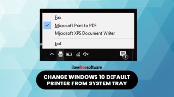 change default printer from system tray in windows 10