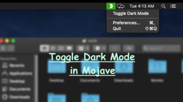 Enable Mac OS Dark Mode in 1 click from Menubar dynamically