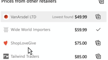 Built-in Online Price Comparison Tool of Microsoft Edge