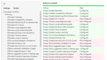 Scan Windows 10 for Unconfigured Privacy and Security Settings Privatezilla