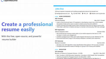Free Open Source Resume Builder and Parser OpenResume