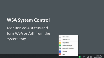 Free tool to Start, Stop, Configure WSA from Windows 11 System Tray