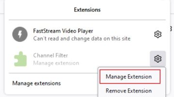 Manage extension