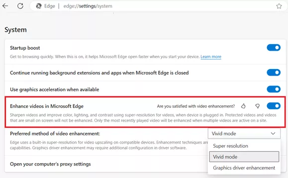 Enhance Videos in Ms Edge